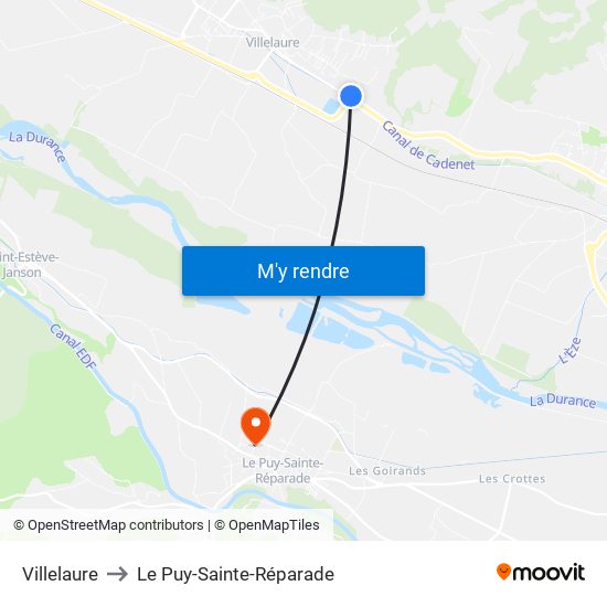 Villelaure to Le Puy-Sainte-Réparade map