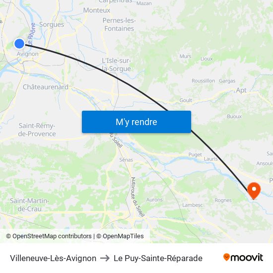 Villeneuve-Lès-Avignon to Le Puy-Sainte-Réparade map