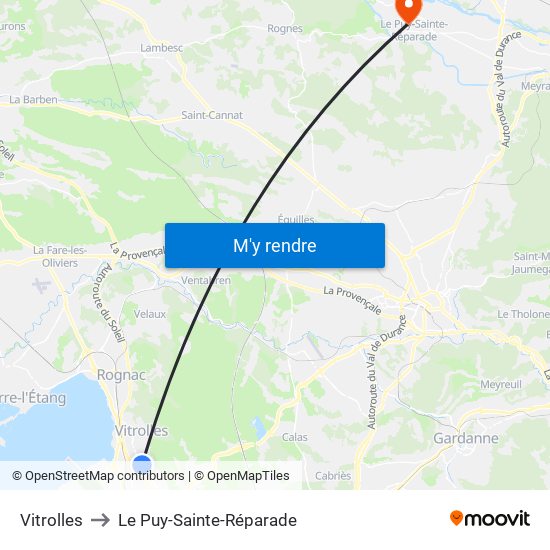 Vitrolles to Le Puy-Sainte-Réparade map