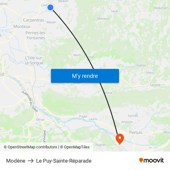 Modène to Le Puy-Sainte-Réparade map