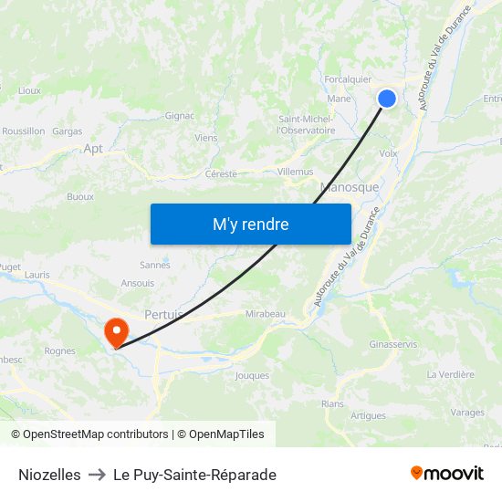 Niozelles to Le Puy-Sainte-Réparade map