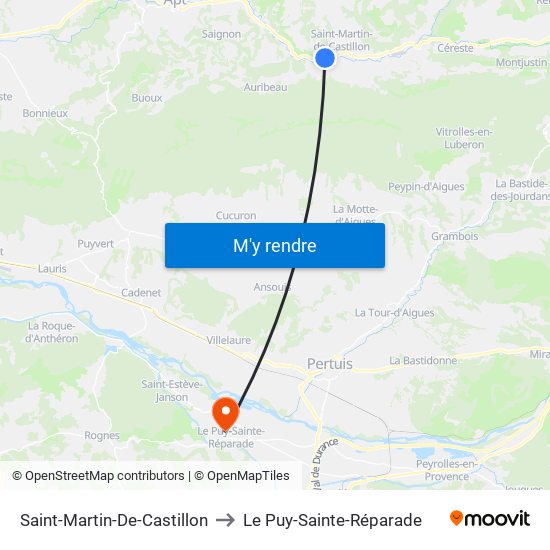 Saint-Martin-De-Castillon to Le Puy-Sainte-Réparade map