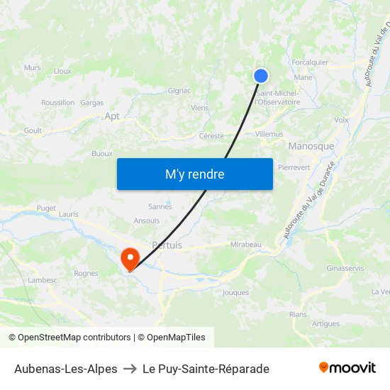 Aubenas-Les-Alpes to Le Puy-Sainte-Réparade map