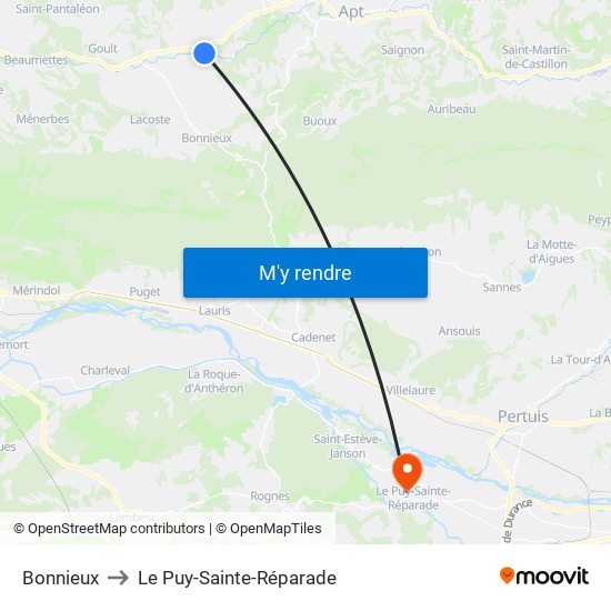 Bonnieux to Le Puy-Sainte-Réparade map