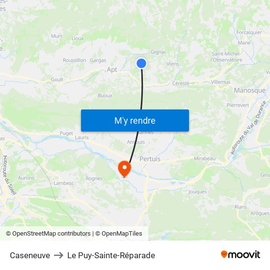 Caseneuve to Le Puy-Sainte-Réparade map