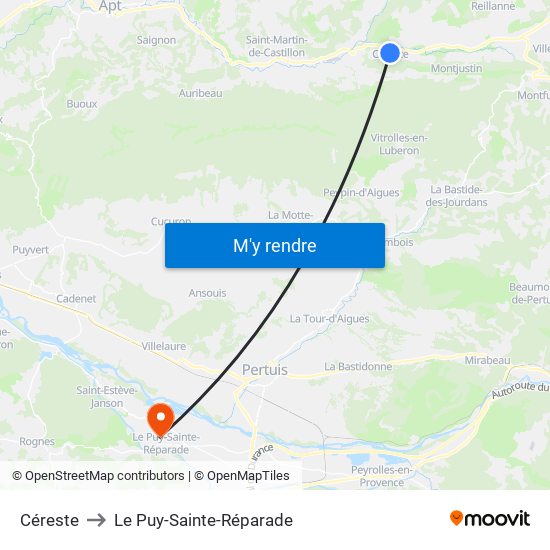 Céreste to Le Puy-Sainte-Réparade map