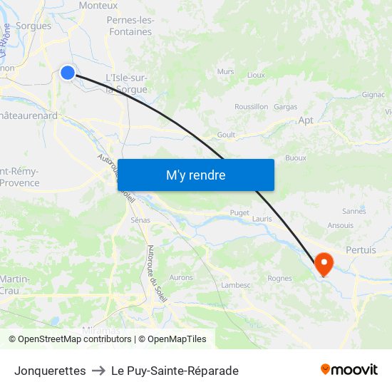 Jonquerettes to Le Puy-Sainte-Réparade map