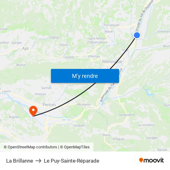 La Brillanne to Le Puy-Sainte-Réparade map