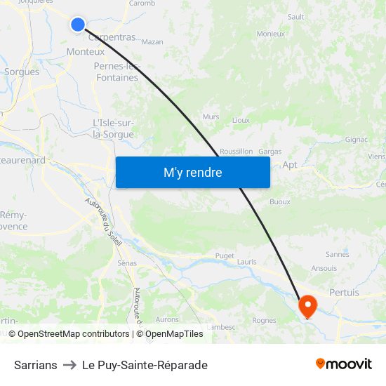 Sarrians to Le Puy-Sainte-Réparade map