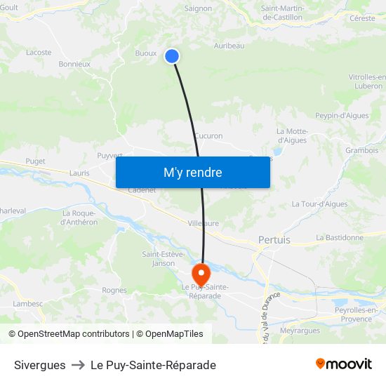 Sivergues to Le Puy-Sainte-Réparade map