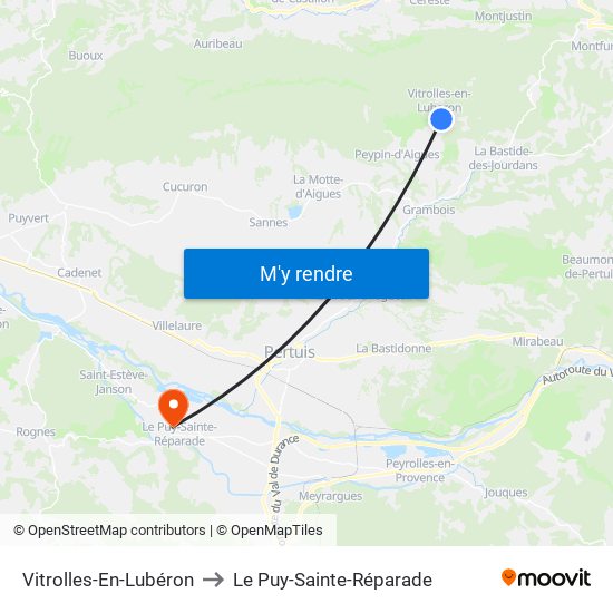 Vitrolles-En-Lubéron to Le Puy-Sainte-Réparade map