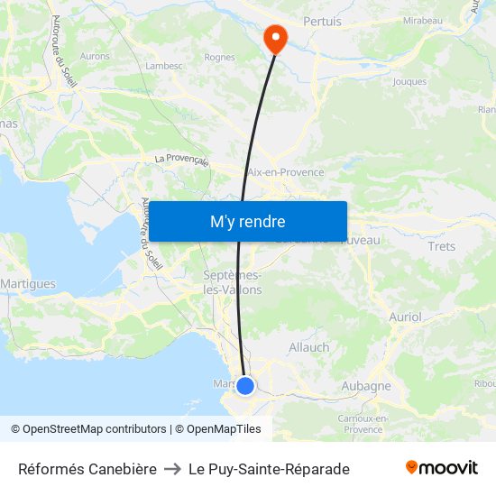 Réformés Canebière to Le Puy-Sainte-Réparade map