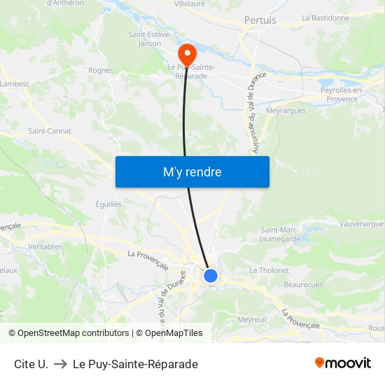 Cite  U. to Le Puy-Sainte-Réparade map