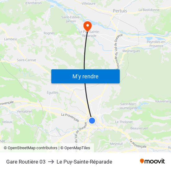 Gare Routière 03 to Le Puy-Sainte-Réparade map