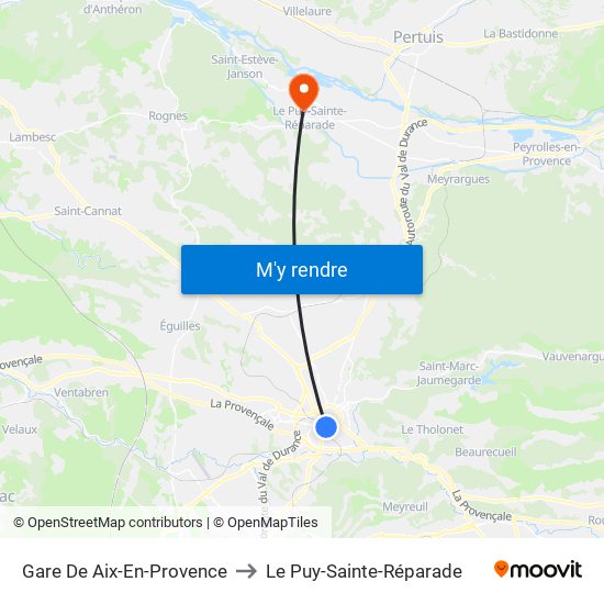 Gare De Aix-En-Provence to Le Puy-Sainte-Réparade map