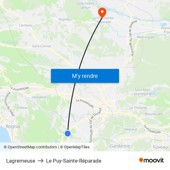 Lagremeuse to Le Puy-Sainte-Réparade map