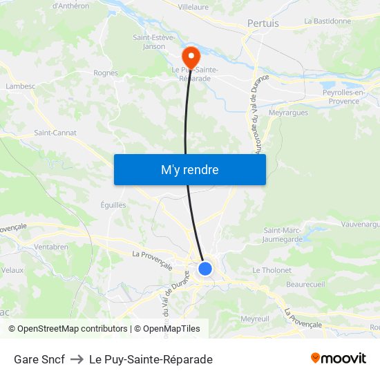 Gare Sncf to Le Puy-Sainte-Réparade map
