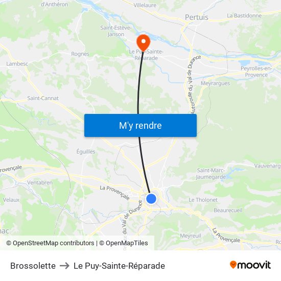 Brossolette to Le Puy-Sainte-Réparade map