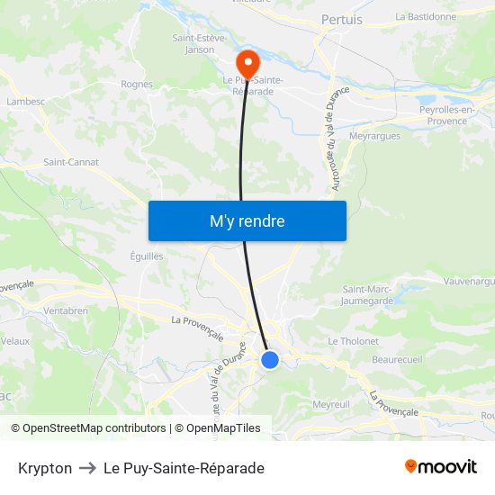 Krypton to Le Puy-Sainte-Réparade map