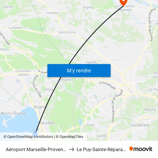 Aéroport Marseille-Provence to Le Puy-Sainte-Réparade map