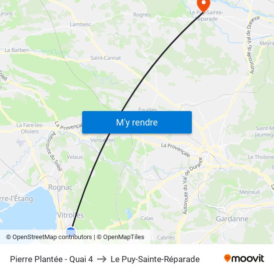 Pierre Plantée - Quai 4 to Le Puy-Sainte-Réparade map
