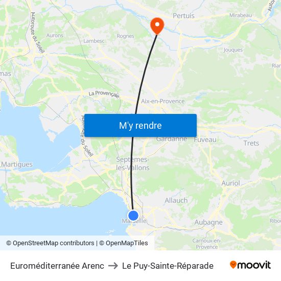 Euroméditerranée Arenc to Le Puy-Sainte-Réparade map