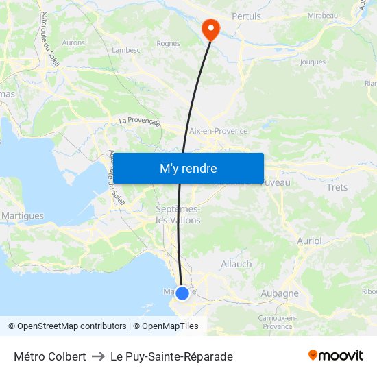 Métro Colbert to Le Puy-Sainte-Réparade map