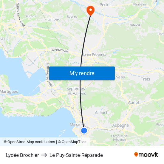 Lycée Brochier to Le Puy-Sainte-Réparade map