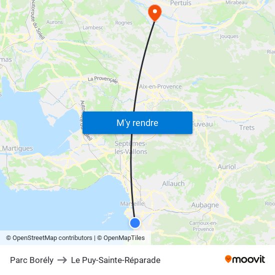 Parc Borély to Le Puy-Sainte-Réparade map