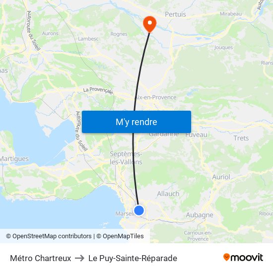 Métro Chartreux to Le Puy-Sainte-Réparade map