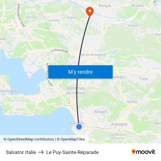 Salvator Italie to Le Puy-Sainte-Réparade map