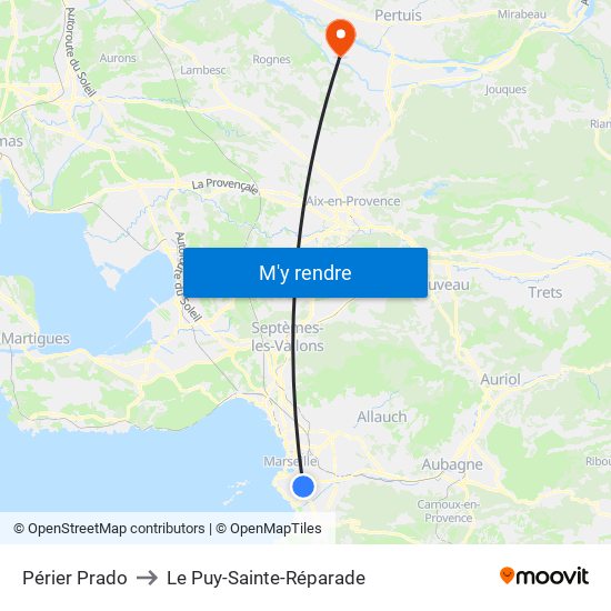 Périer Prado to Le Puy-Sainte-Réparade map