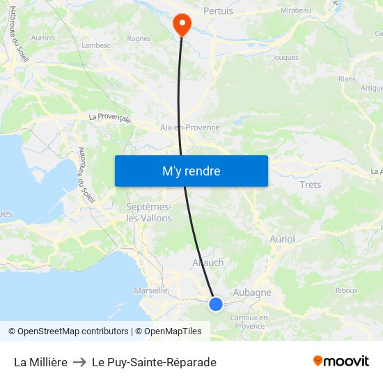 La Millière to Le Puy-Sainte-Réparade map