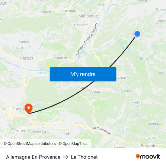 Allemagne-En-Provence to Le Tholonet map
