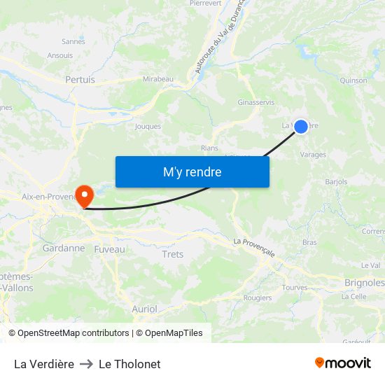 La Verdière to Le Tholonet map
