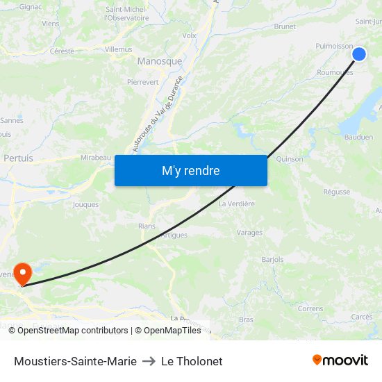 Moustiers-Sainte-Marie to Le Tholonet map
