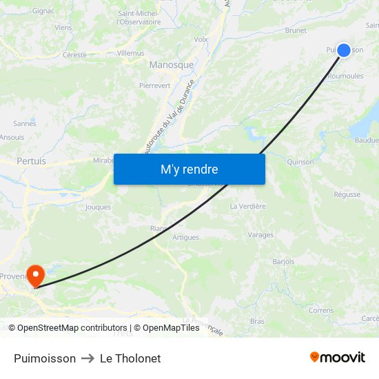 Puimoisson to Le Tholonet map