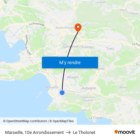 Marseille, 10e Arrondissement to Le Tholonet map