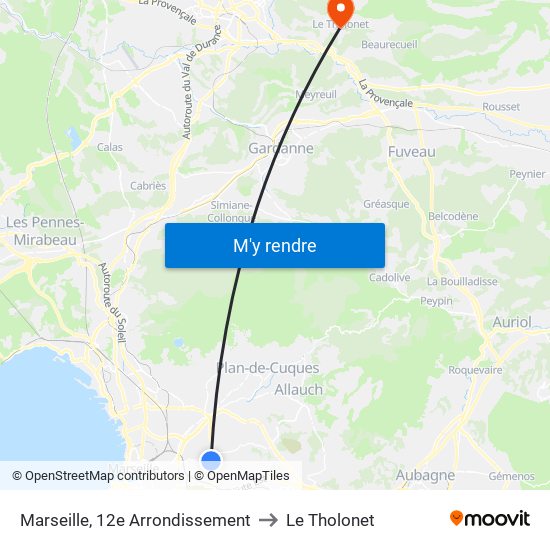 Marseille, 12e Arrondissement to Le Tholonet map