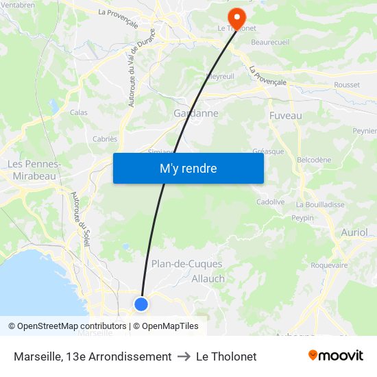 Marseille, 13e Arrondissement to Le Tholonet map
