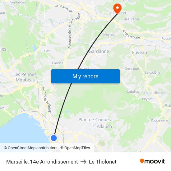 Marseille, 14e Arrondissement to Le Tholonet map