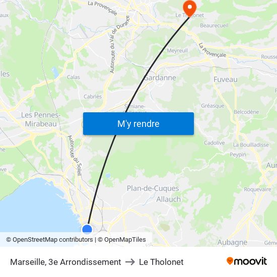 Marseille, 3e Arrondissement to Le Tholonet map