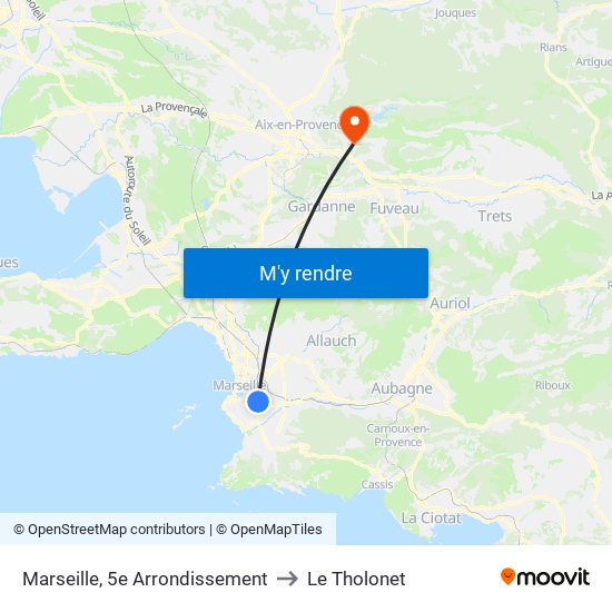 Marseille, 5e Arrondissement to Le Tholonet map