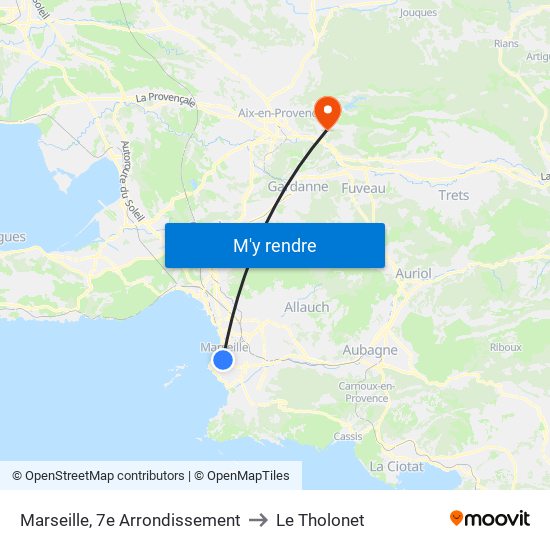 Marseille, 7e Arrondissement to Le Tholonet map