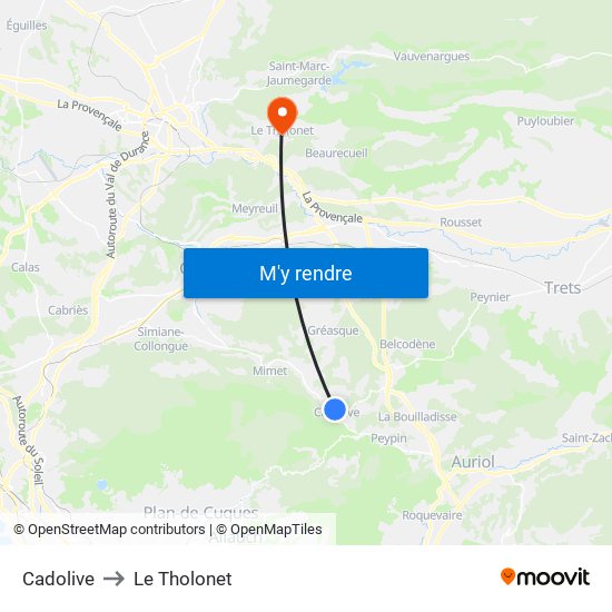 Cadolive to Le Tholonet map