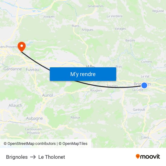 Brignoles to Le Tholonet map