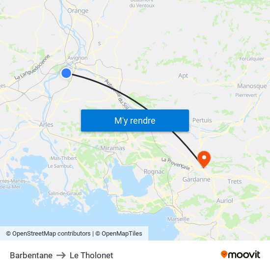 Barbentane to Le Tholonet map