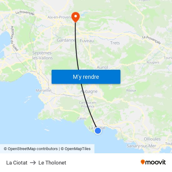 La Ciotat to Le Tholonet map