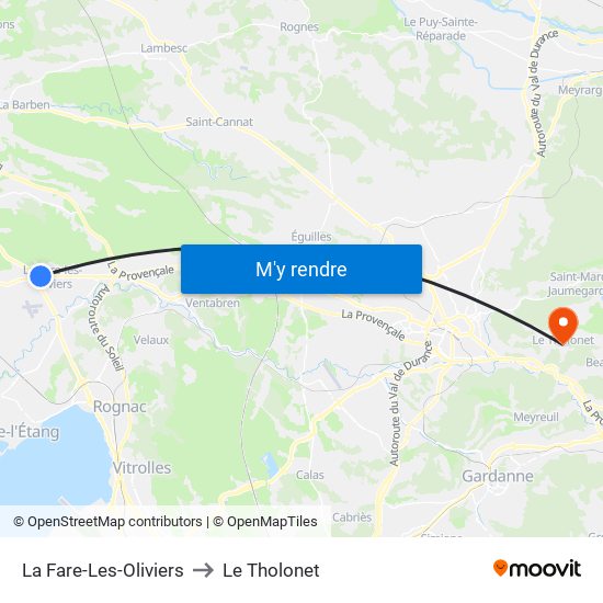 La Fare-Les-Oliviers to Le Tholonet map