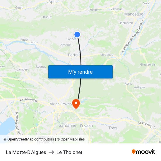 La Motte-D'Aigues to Le Tholonet map